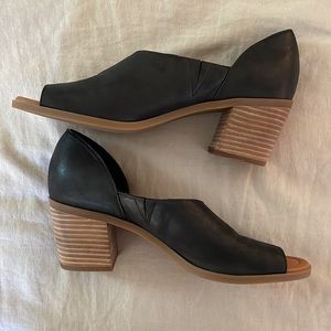 Lucky Brand Black Leather Open Toe Cutout Bootie
